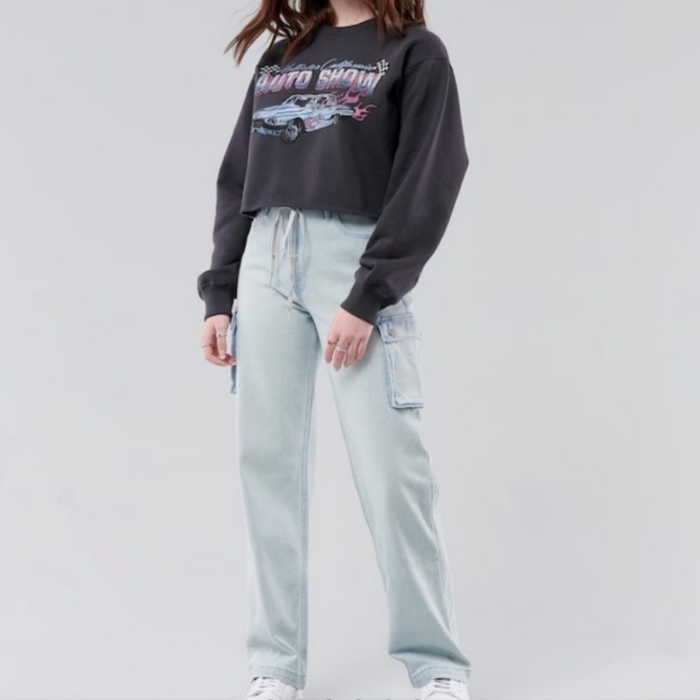 Hollister Ultra High Rise Dad Cargo Jeans 13R